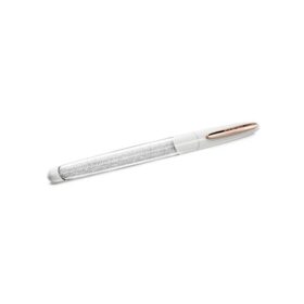 Bolígrafo roller Crystalline blanco, chapado en tono oro rosa