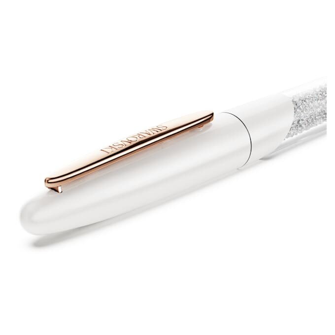 Bolígrafo roller Crystalline blanco, chapado en tono oro rosa Bolígrafo roller Crystalline blanco, chapado en tono oro rosa