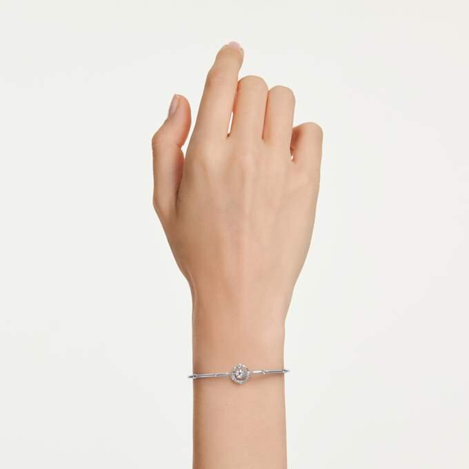 Brazalete Constella con corte redondo, piedra danzante, blanco, chapado en rodio Brazalete Constella con corte redondo, piedra danzante, blanco, chapado en rodio