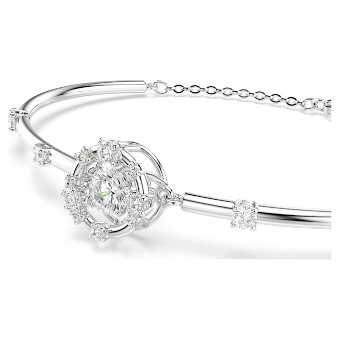 Brazalete Constella con corte redondo, piedra danzante, blanco, chapado en rodio Brazalete Constella con corte redondo, piedra danzante, blanco, chapado en rodio