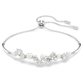 Brazalete Constella con perlas de cristal, cortes redondos, blanco, chapado en rodio Brazalete Constella con perlas de cristal, cortes redondos, blanco, chapado en rodio