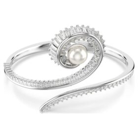 Brazalete de Ariana Grande x Swarovski con perlas de cristal, corte baguette, blanco, chapado en rodio Brazalete de Ariana Grande x Swarovski con perlas de cristal, corte baguette, blanco, chapado en rodio