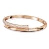 Brazalete Dextera con cierre magnético, blanco, chapado en tono oro rosa