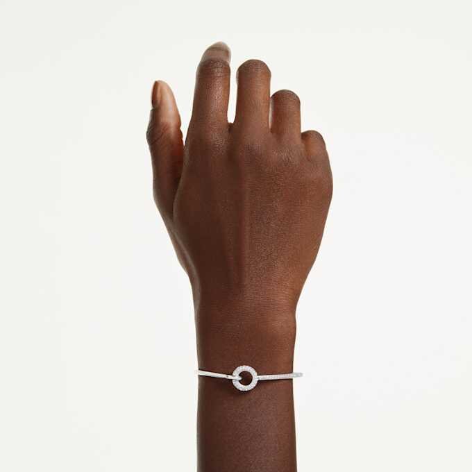Brazalete Dextera de corte redondo, blanco, chapado en rodio Brazalete Dextera de corte redondo, blanco, chapado en rodio