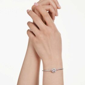 Brazalete Dextera de corte redondo, blanco, chapado en rodio Brazalete Dextera de corte redondo, blanco, chapado en rodio