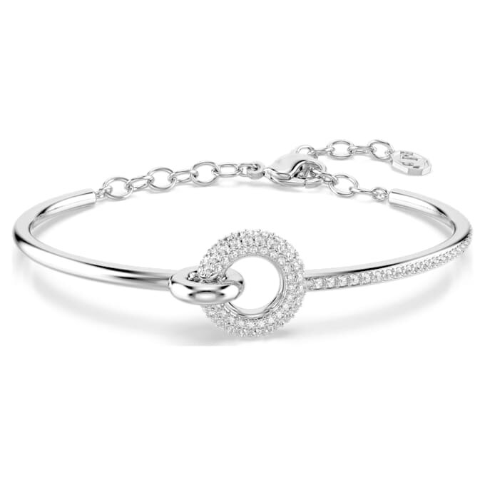 Brazalete Dextera de corte redondo, blanco, chapado en rodio Brazalete Dextera de corte redondo, blanco, chapado en rodio