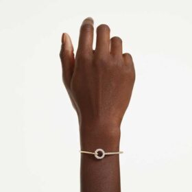 Brazalete Dextera de corte redondo, blanco, chapado en tono dorado