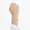 Brazalete Dextera de corte redondo, blanco, chapado en tono dorado