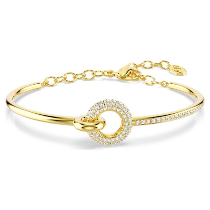 Brazalete Dextera de corte redondo, blanco, chapado en tono dorado Brazalete Dextera de corte redondo, blanco, chapado en tono dorado