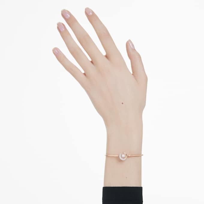 Brazalete Dextera de corte redondo, blanco, chapado en tono oro rosa Brazalete Dextera de corte redondo, blanco, chapado en tono oro rosa