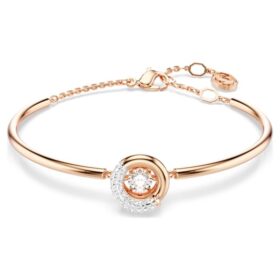 Brazalete Dextera de corte redondo, blanco, chapado en tono oro rosa