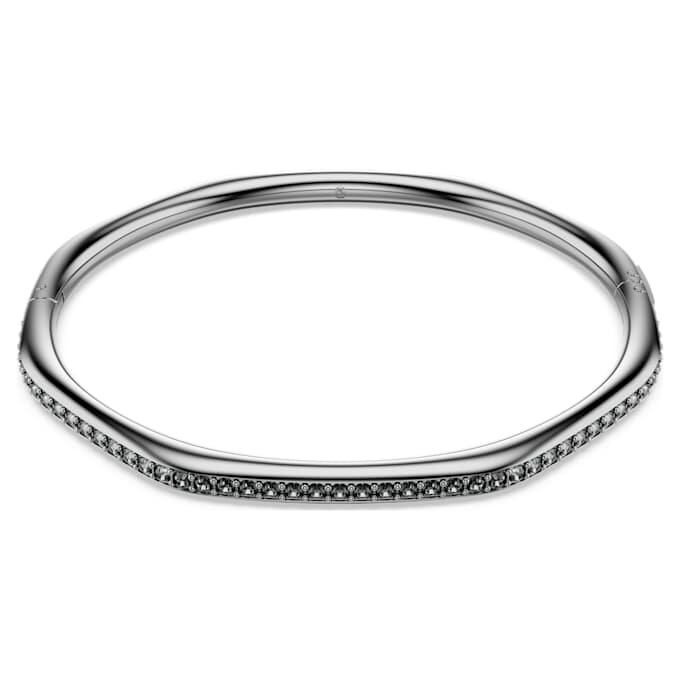 Brazalete Dextera de forma octogonal, corte redondo, blanco, chapado en rutenio Brazalete Dextera de forma octogonal, corte redondo, blanco, chapado en rutenio