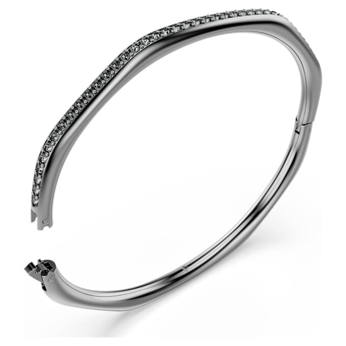 Brazalete Dextera de forma octogonal, corte redondo, blanco, chapado en rutenio Brazalete Dextera de forma octogonal, corte redondo, blanco, chapado en rutenio