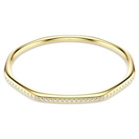 Brazalete Dextera de forma octogonal, corte redondo, blanco, chapado en tono dorado