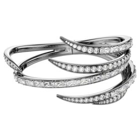 Brazalete «Feather» de la Colección Vienna, blanco, chapado en rutenio Brazalete «Feather» de la Colección Vienna, blanco, chapado en rutenio