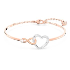 Brazalete Hyperbola con el símbolo Infinity y un corazón, blanco, acabado en metales mixtos