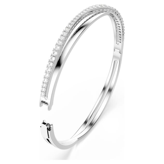 Brazalete Hyperbola de corte redondo, blanco, chapado en rodio Brazalete Hyperbola de corte redondo, blanco, chapado en rodio