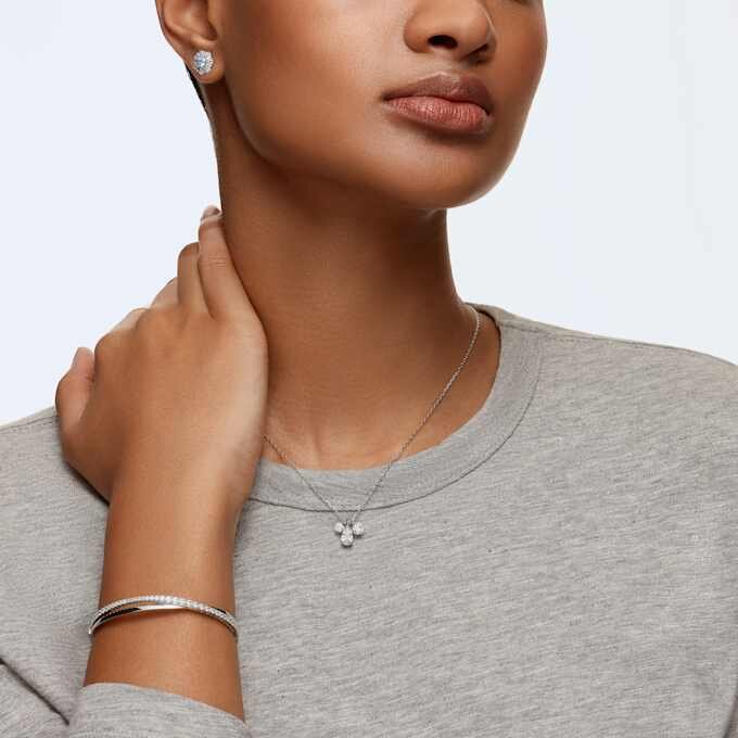 Brazalete Hyperbola de corte redondo, blanco, chapado en rodio Brazalete Hyperbola de corte redondo, blanco, chapado en rodio