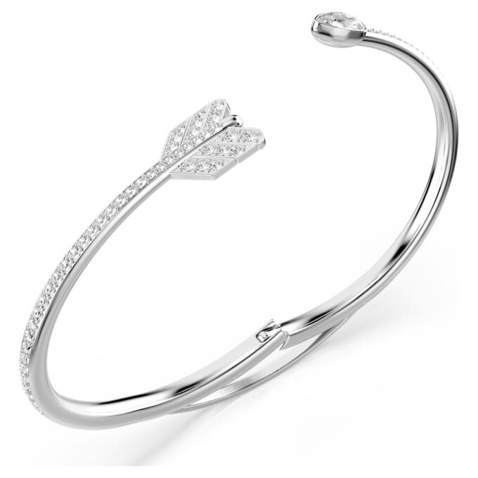 Brazalete Idyllia con cortes mixtos, forma de flecha, blanco, chapado en rodio Brazalete Idyllia con cortes mixtos, forma de flecha, blanco, chapado en rodio