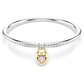 Brazalete Idyllia con cortes variados, corazón, rosa, acabado en metales mixtos