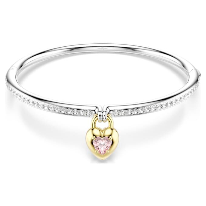 Brazalete Idyllia con cortes variados, corazón, rosa, acabado en metales mixtos Brazalete Idyllia con cortes variados, corazón, rosa, acabado en metales mixtos