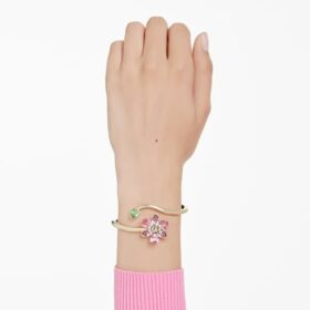 Brazalete Idyllia con cortes variados, flor, multicolor, chapado en tono dorado