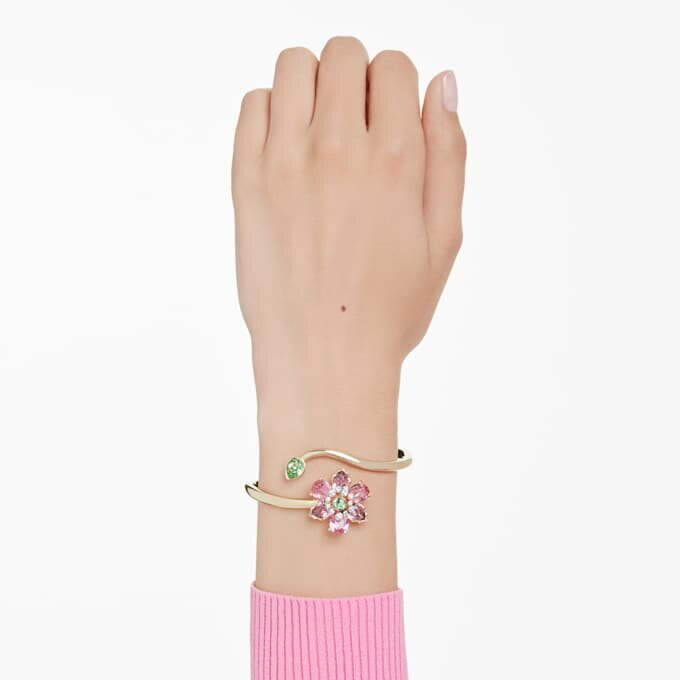 Brazalete Idyllia con cortes variados, flor, multicolor, chapado en tono dorado