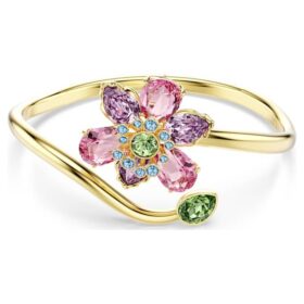 Brazalete Idyllia con cortes variados, flor, multicolor, chapado en tono dorado