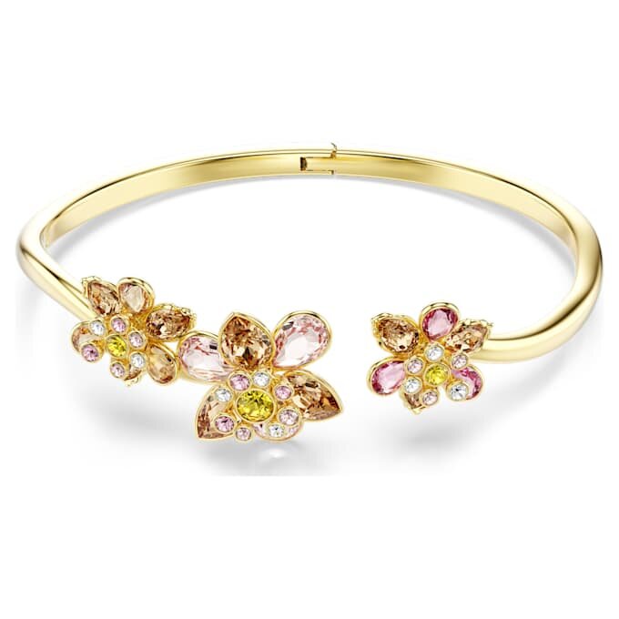 Brazalete Idyllia con cortes variados, flor, multicolor, chapado en tono dorado
