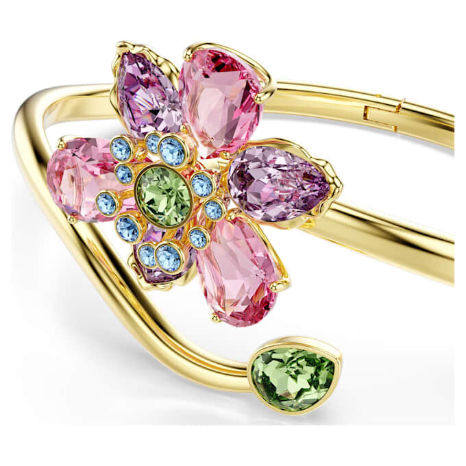 Brazalete Idyllia con cortes variados, flor, multicolor, chapado en tono dorado