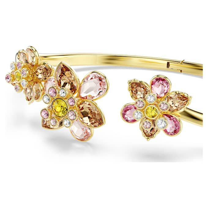 Brazalete Idyllia con cortes variados, flor, multicolor, chapado en tono dorado
