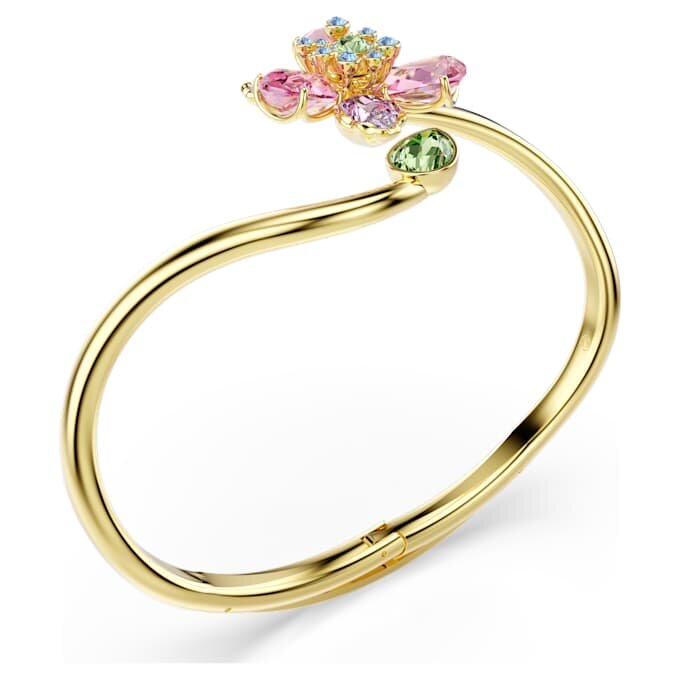Brazalete Idyllia con cortes variados, flor, multicolor, chapado en tono dorado