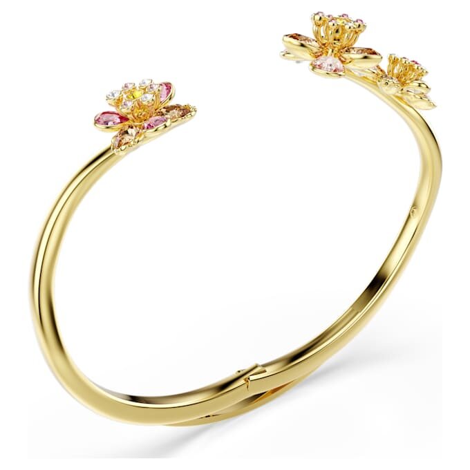 Brazalete Idyllia con cortes variados, flor, multicolor, chapado en tono dorado
