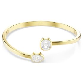Brazalete Imber con cortes variados, blanco, chapado en tono dorado