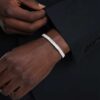 Brazalete Matrix con corte baguette, forma octogonal, blanco, chapado en rodio