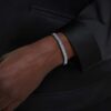 Brazalete Matrix con corte baguette, forma octogonal, gris, chapado en rutenio