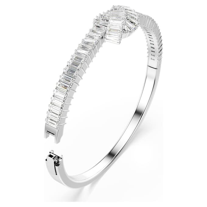 Brazalete Matrix con corte baguette, nudo, blanco, chapado en rodio Brazalete Matrix con corte baguette, nudo, blanco, chapado en rodio