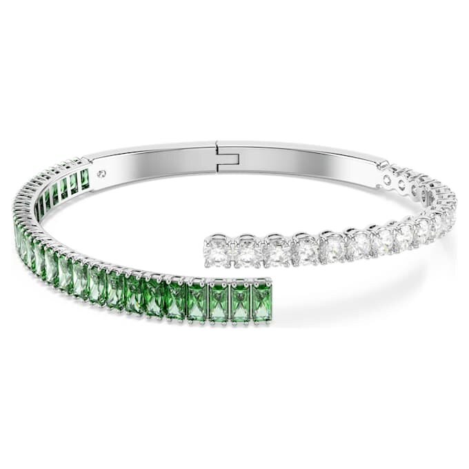 Brazalete Matrix con cortes mixtos, verde, chapado en rodio Brazalete Matrix con cortes mixtos, verde, chapado en rodio