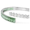Brazalete Matrix con cortes mixtos, verde, chapado en rodio Brazalete Matrix con cortes mixtos, verde, chapado en rodio