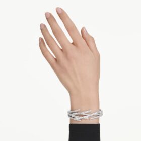 Brazalete Matrix con cortes variados, blanco, chapado en rodio