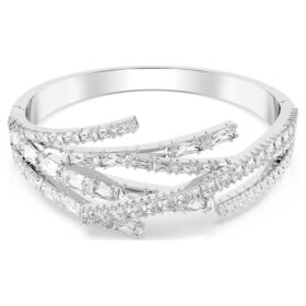 Brazalete Matrix con cortes variados, blanco, chapado en rodio