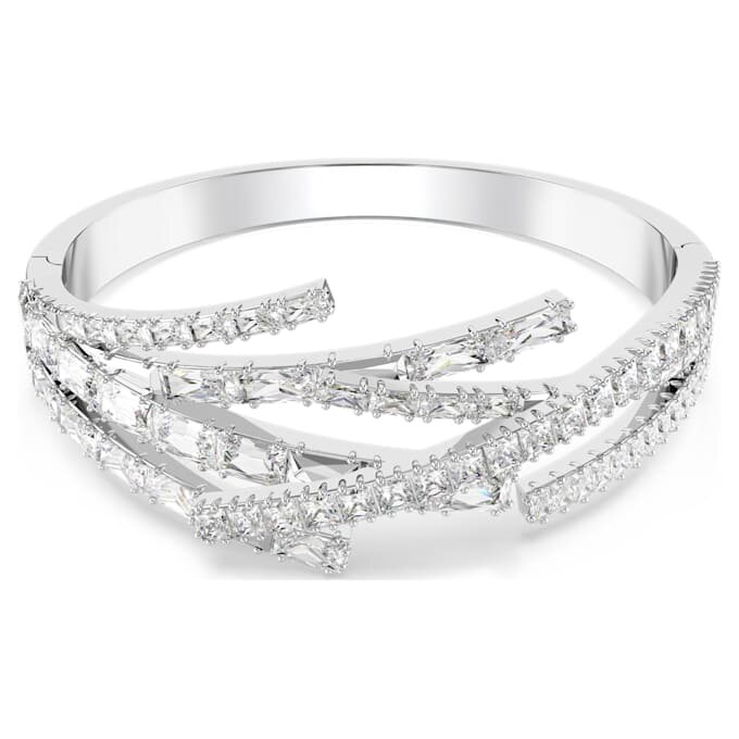 Brazalete Matrix con cortes variados, blanco, chapado en rodio Brazalete Matrix con cortes variados, blanco, chapado en rodio