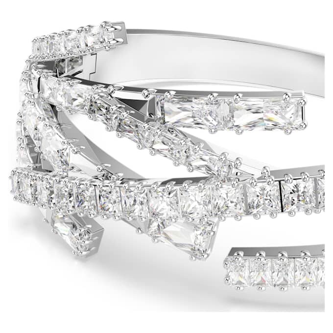 Brazalete Matrix con cortes variados, blanco, chapado en rodio Brazalete Matrix con cortes variados, blanco, chapado en rodio