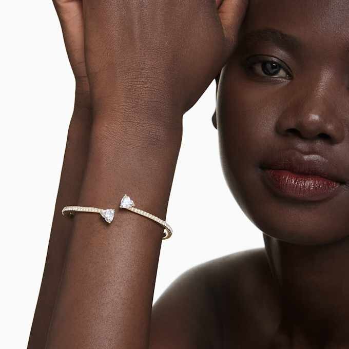 Brazalete Mesmera con corazón, blanco, chapado en oro Brazalete Mesmera con corazón, blanco, chapado en oro