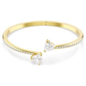 Brazalete Mesmera con corazón, blanco, chapado en oro