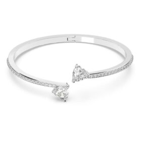 Brazalete Mesmera con corazón, blanco, chapado en rodio