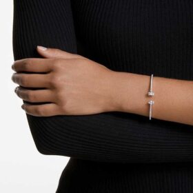 Brazalete Mesmera con cortes variados, blanco, chapado en rodio