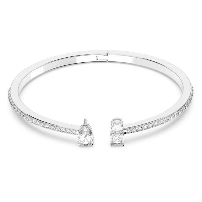 Brazalete Mesmera con cortes variados, blanco, chapado en rodio Brazalete Mesmera con cortes variados, blanco, chapado en rodio