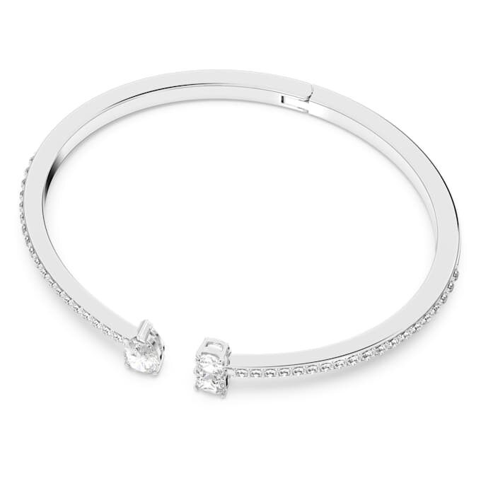 Brazalete Mesmera con cortes variados, blanco, chapado en rodio Brazalete Mesmera con cortes variados, blanco, chapado en rodio