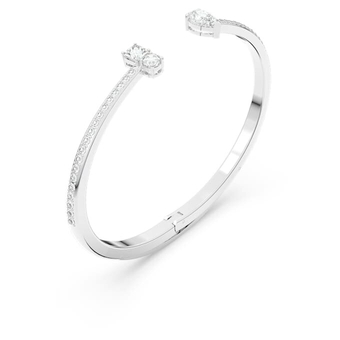 Brazalete Mesmera con cortes variados, blanco, chapado en rodio Brazalete Mesmera con cortes variados, blanco, chapado en rodio